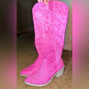 Pink rhinestone cowgirl boots